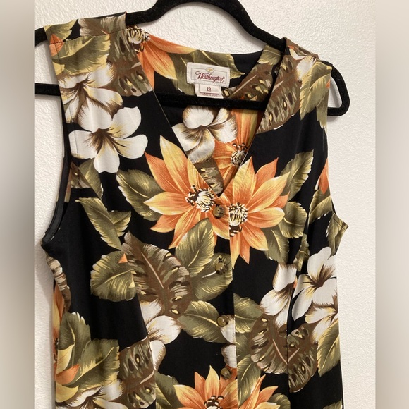3/$15 Worthington Vintage Floral Slip Dress Women’s 12 Tropical Summer 90’s FLAW - Picture 3 of 9